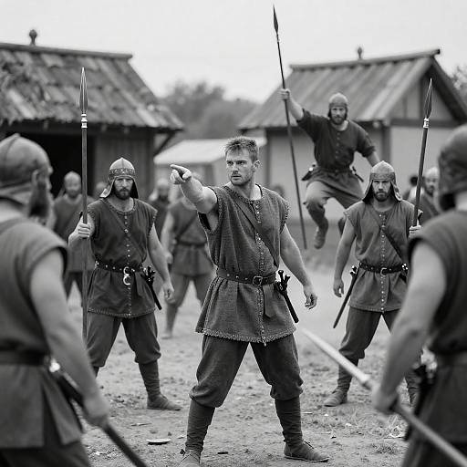 Medieval Battle: Muscular Hero in Action