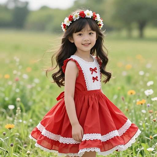 Joyful Young Girl in Sunny Meadow