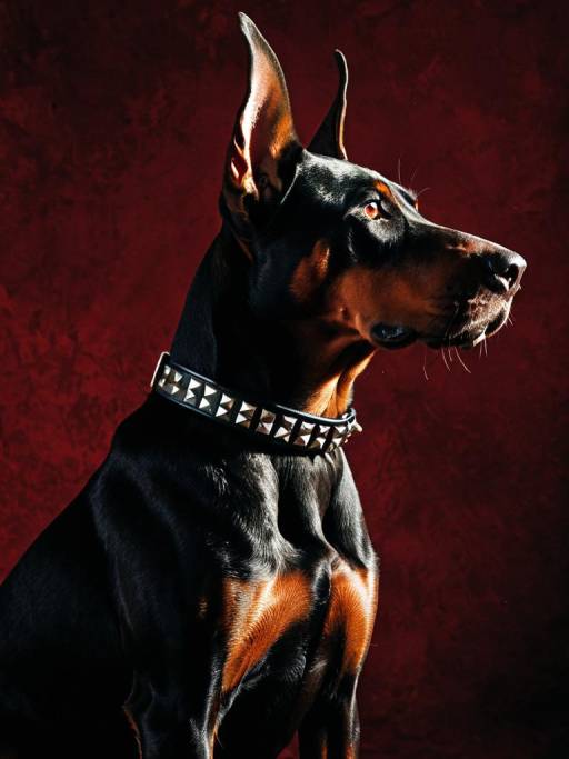 Powerful Doberman with Studded Collar