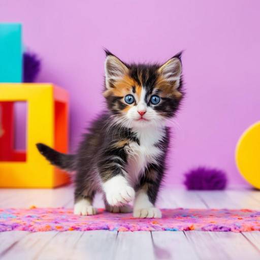 Playful Kitten in a Colorful Room Playful Kitten in a Colorful Room