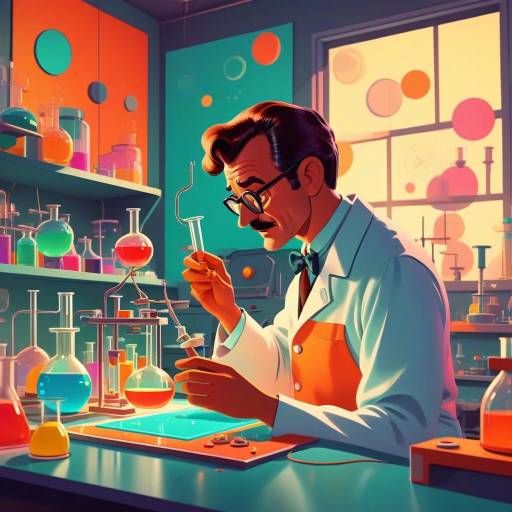 Whimsical Scientist in Colorful Lab