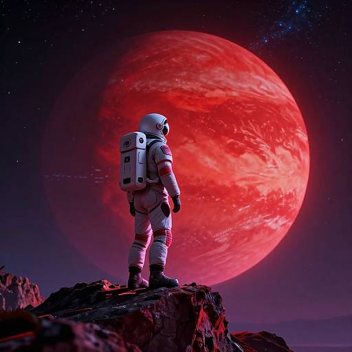 Futuristic Astronaut Cyberpunk Landscape