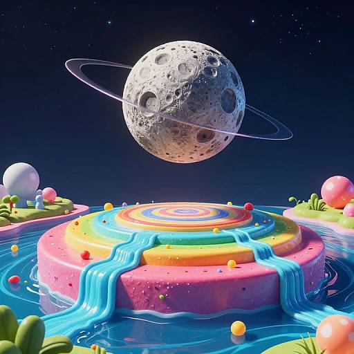 Whimsical 3D Fantasy Candy Planet