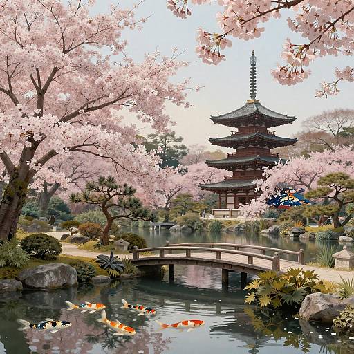 Tranquil Japanese Garden at Golden Hour