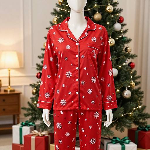 Festive Mannequin in Snowflake Pajamas