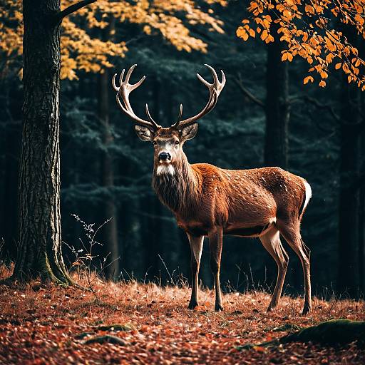 Majestic Red Deer in Autumn Forest