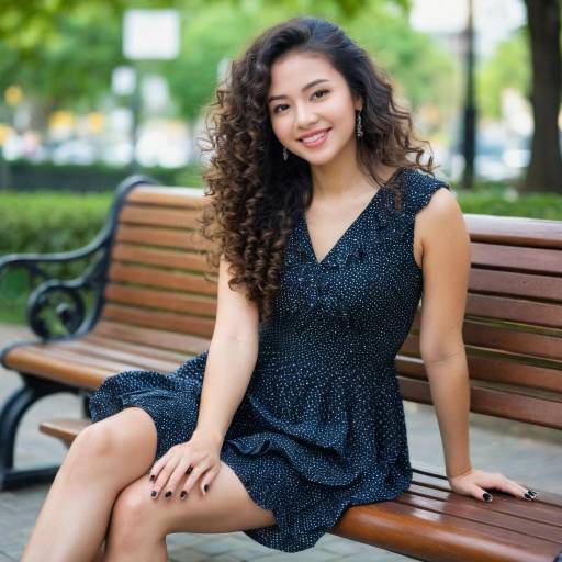 Realistic Portrait of Asian Girl Outdoors