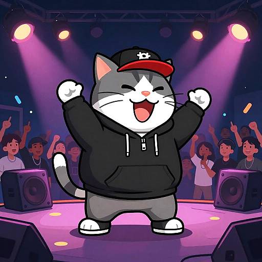 Fat Cat Rapper on Neon Stage