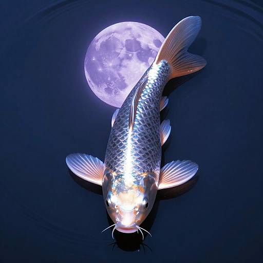 Iridescent Silver Koi Fish Illustration