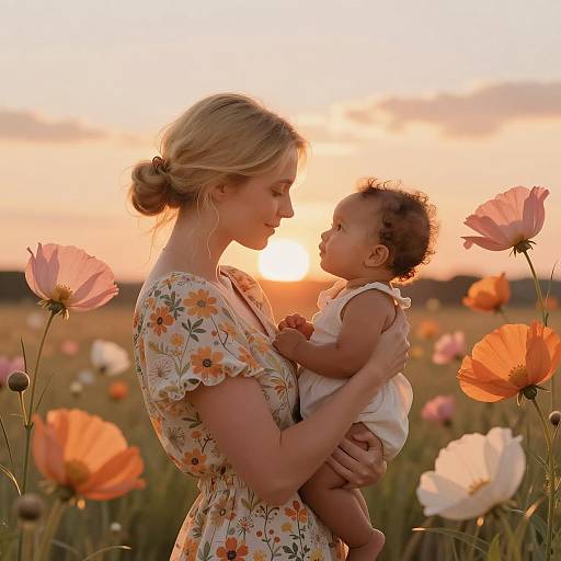Golden Sunset: Mother and Child Portrait