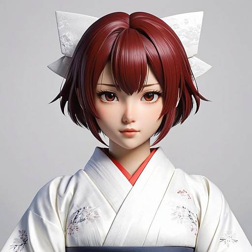 Smug Tohoku Kiritan in White Kimono