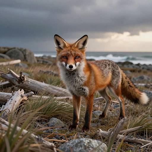 Athletic Anthro Fox Running at Sunset