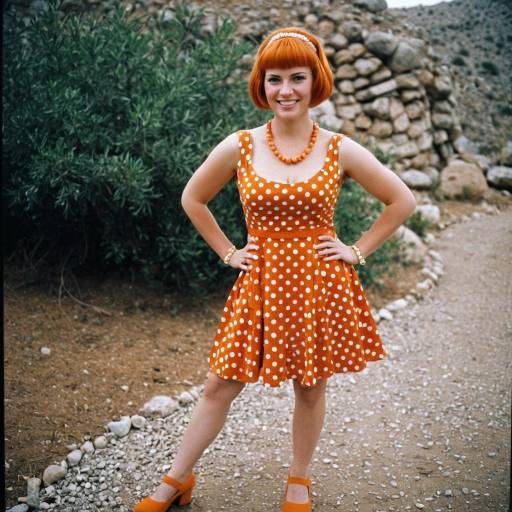 Woman in Orange Polka Dot Dress Outdoors