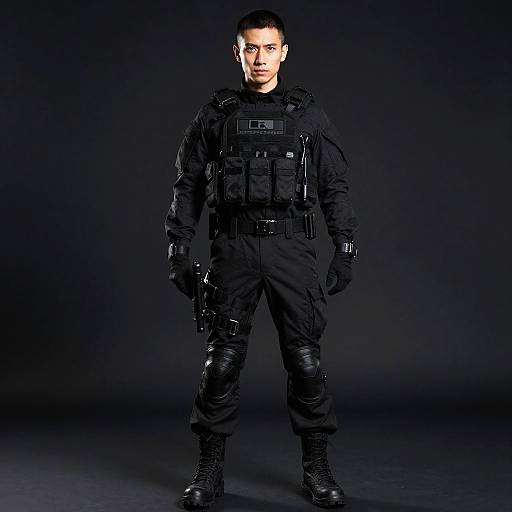 Tactical Soldier Standing at Ease