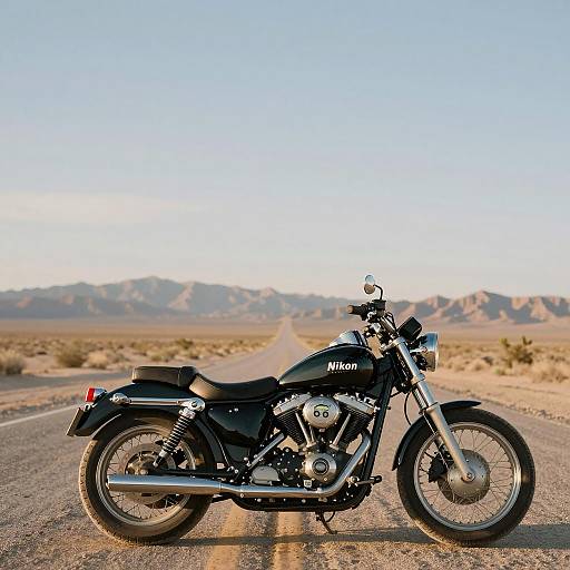 Vintage Harley at Route 66 Golden Hour