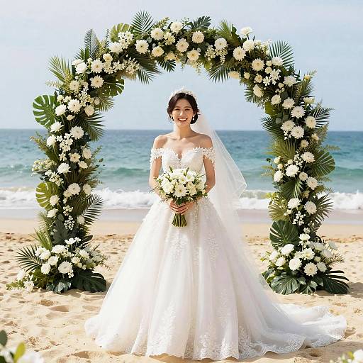 Joyful Bride on Tropical Beach Bliss