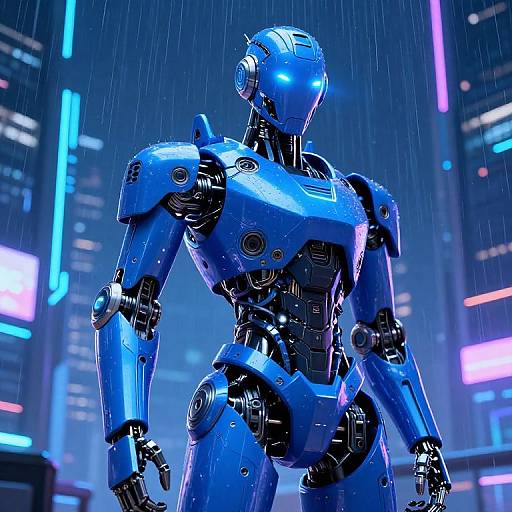 Futuristic Blue Cyberpunk Robot