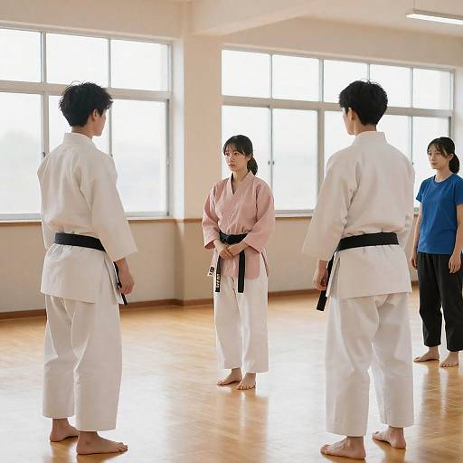 Dynamic Dojo Scene with Martial Artists