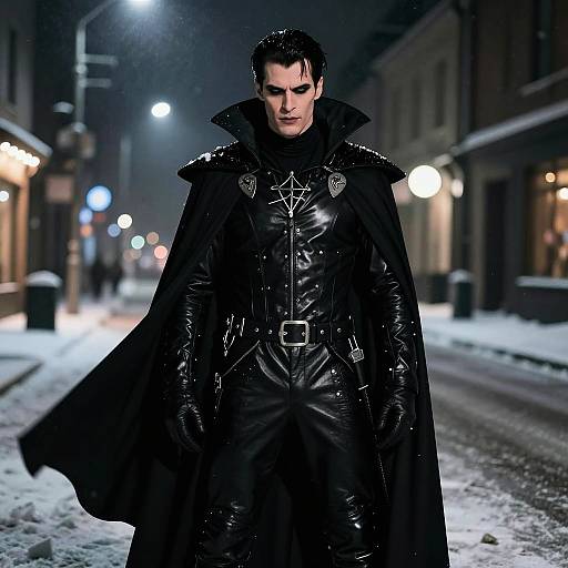 Male Model as Deacon Frost in Snowy Night