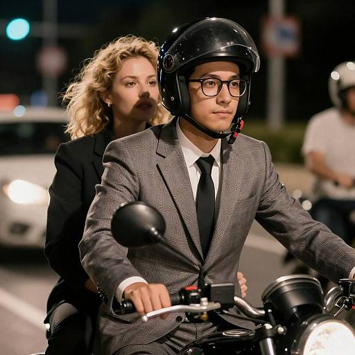 Plaid Suits on Nighttime Motorcycle Ride