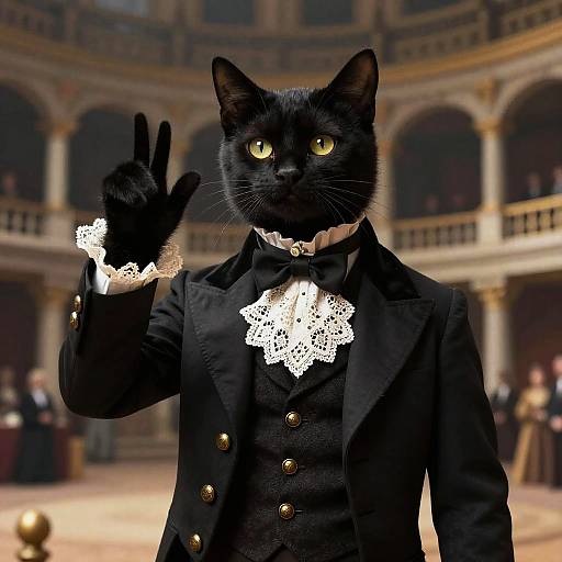 Victorian Detective Black Cat Portrait