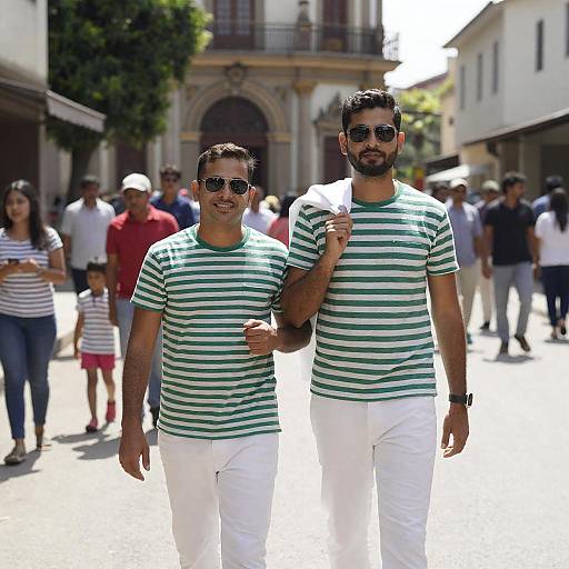 Sunlit Street Scene with Two Men