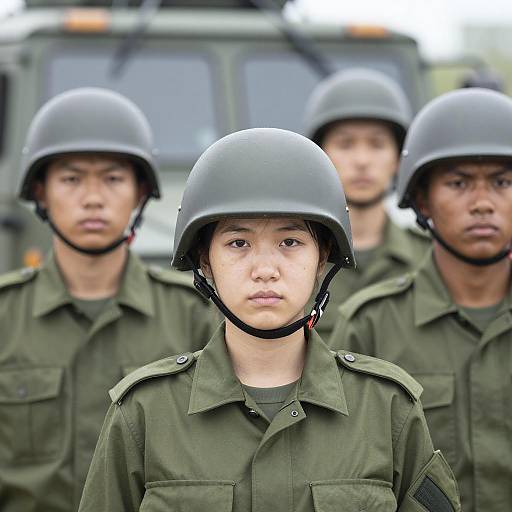 Military Portrait of Four Diverse Soldiers