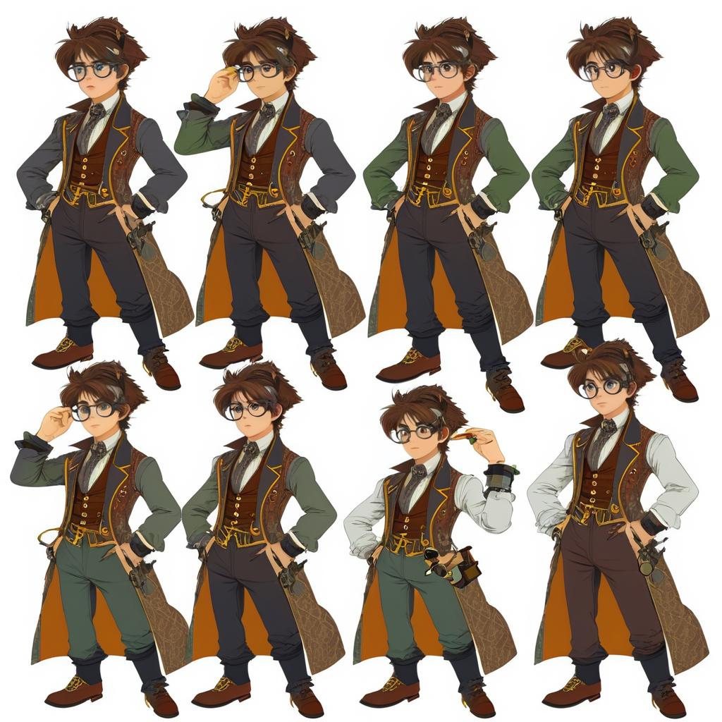 Dynamic Steampunk Young Inventor Character