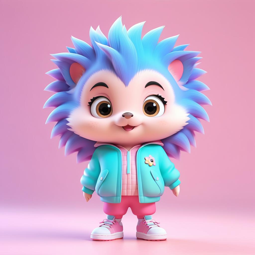 Charming 3D Cartoon Hedgehog Character