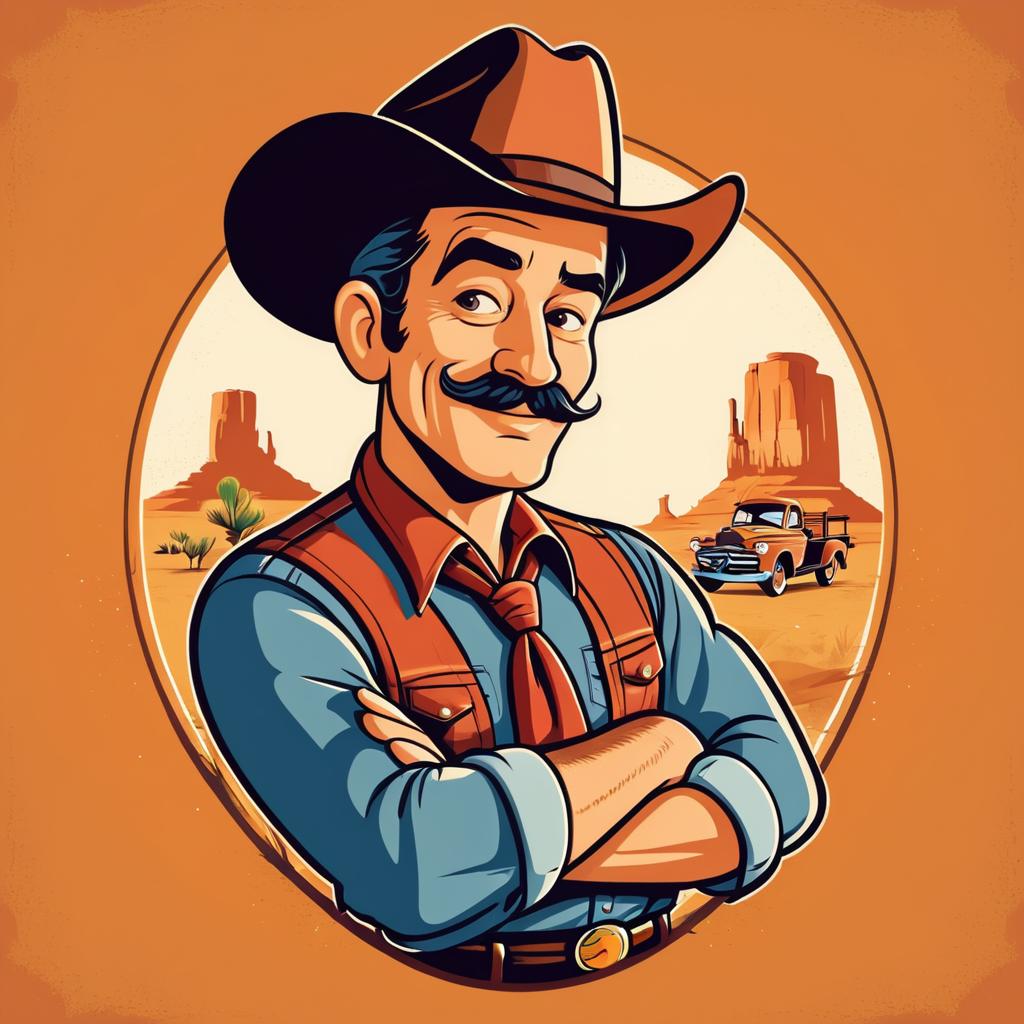 Charming Vintage Western Cartoon Design