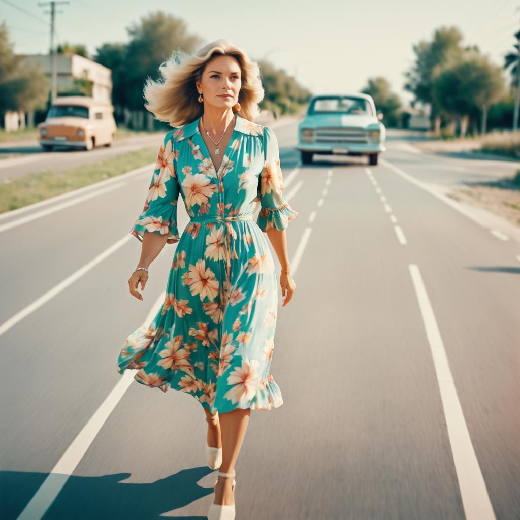 Vintage 70s Aesthetic: Woman and Truck