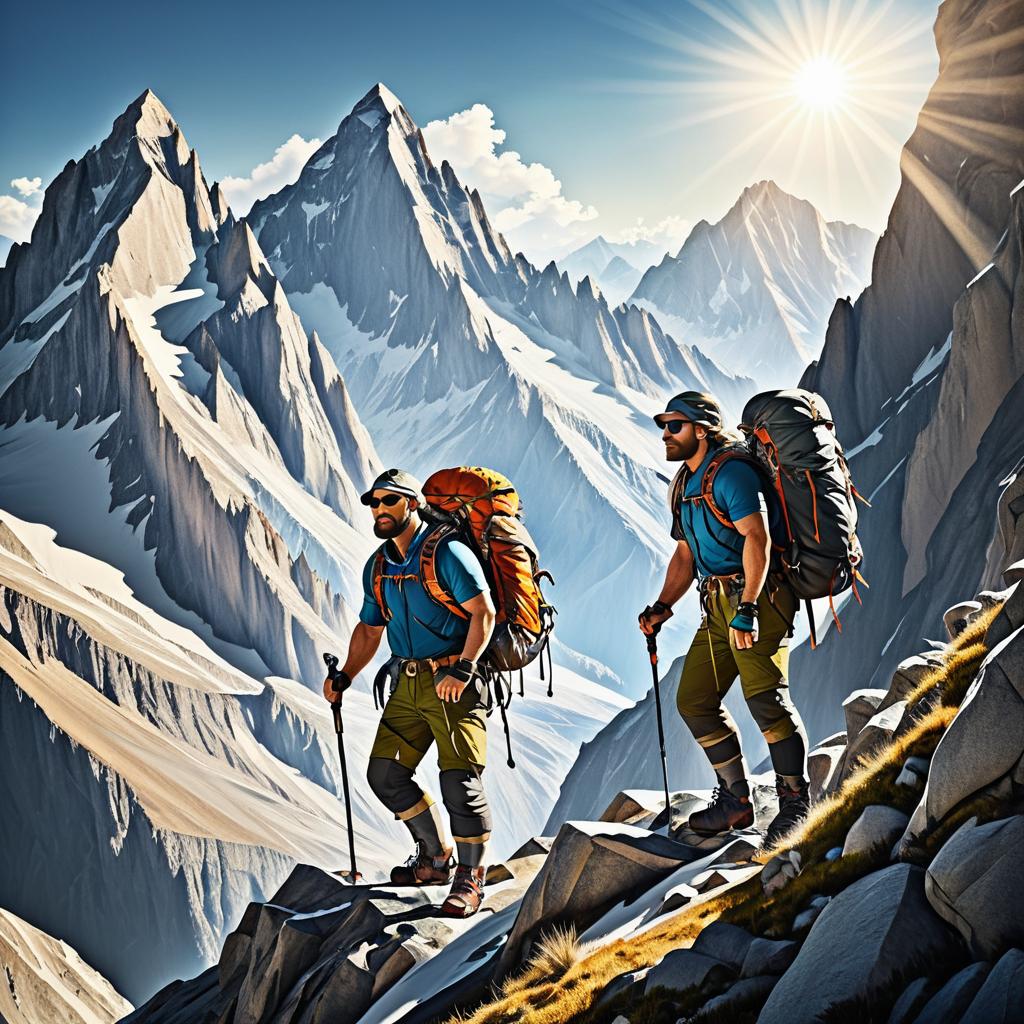 Epic Mountain Climbers in Adventure Gear