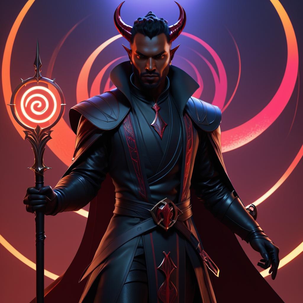 Striking Tiefling Rogue Concept Art Portrait