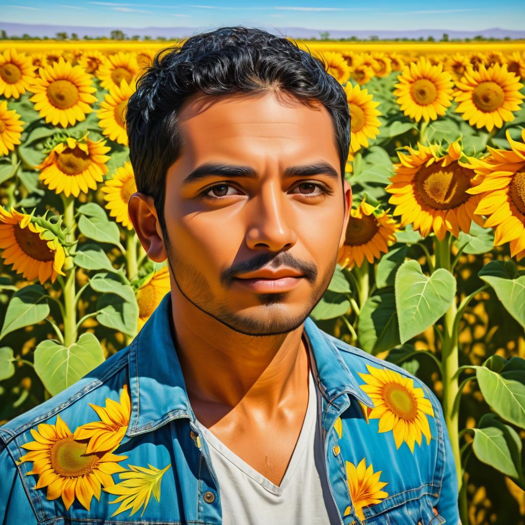 Vibrant Portrait in a Sunflower Field