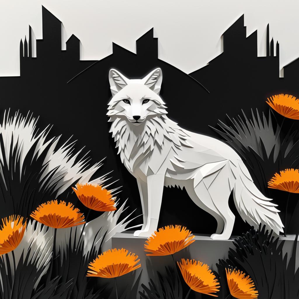 Monochrome Fox with Colorful Silhouettes