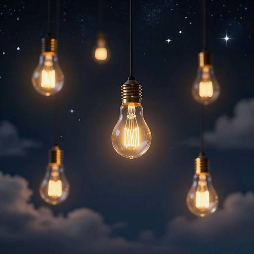 Luminous Lightbulbs in Celestial Sky