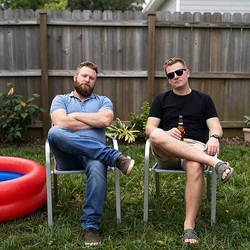 Casual Backyard Conversation Between Friends