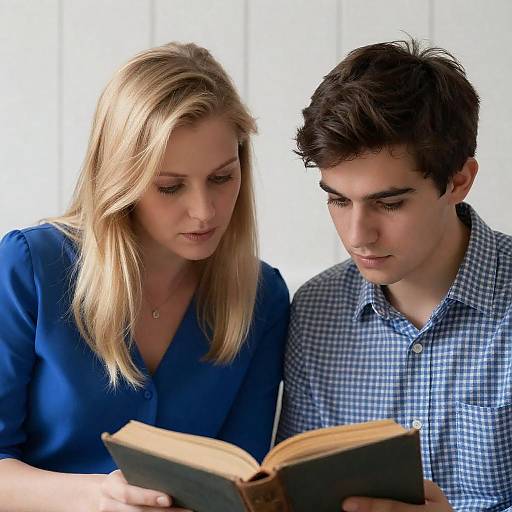Intimate Moment Over an Old Book