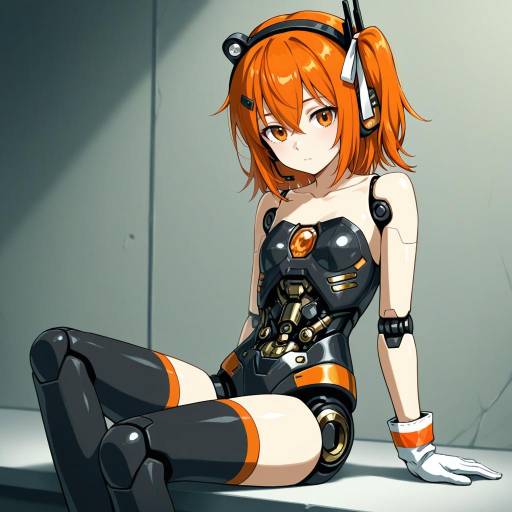 Melancholic Android Girl in Moonlight