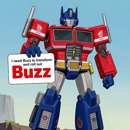 1980s Optimus Prime With Buzz Card