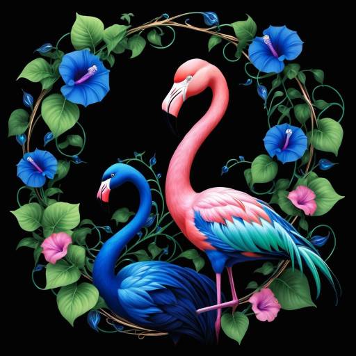 Flamboyant Flamingo in Electric Blue Scene Flamboyant Flamingo in Electric Blue Scene