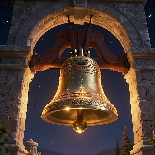 Surreal 3D Cosmic Bell Scene