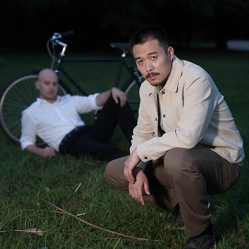 Nocturnal Park Portrait of Two Men