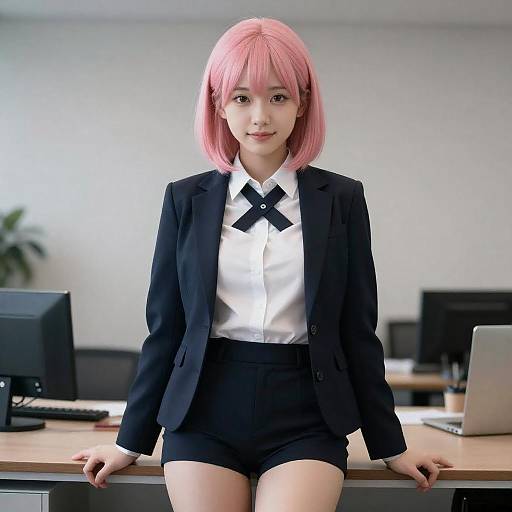 Photorealistic Office Portrait — Adult Woman Selfie