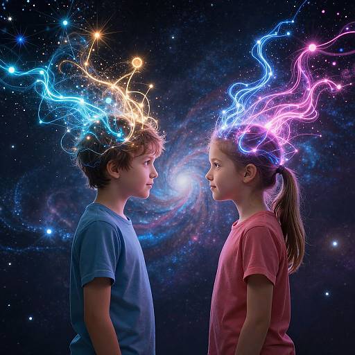 Children Sharing Cosmic Thought Connection