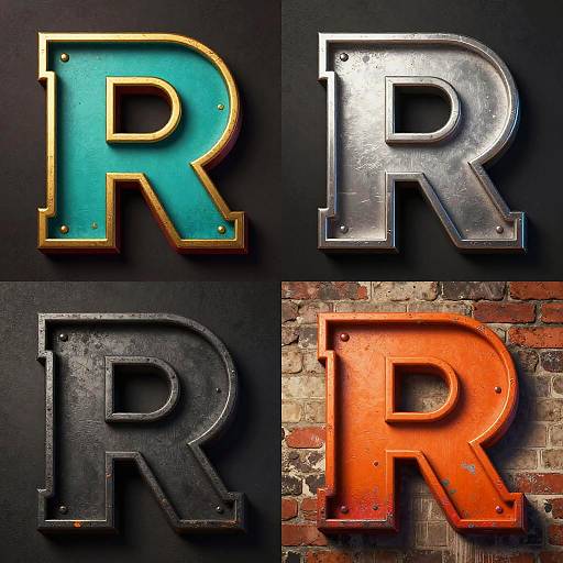 Stylized Four-Panel 'R' Letter Collage