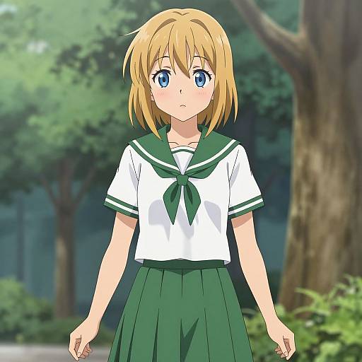 Anime Girl in Deku-Inspired School Uniform