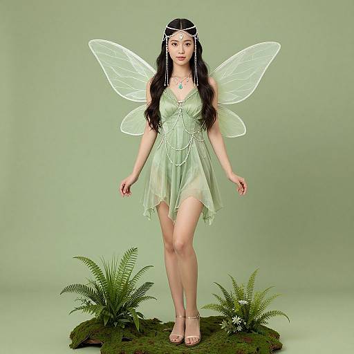 Adult Green Fairy Costume with Wings