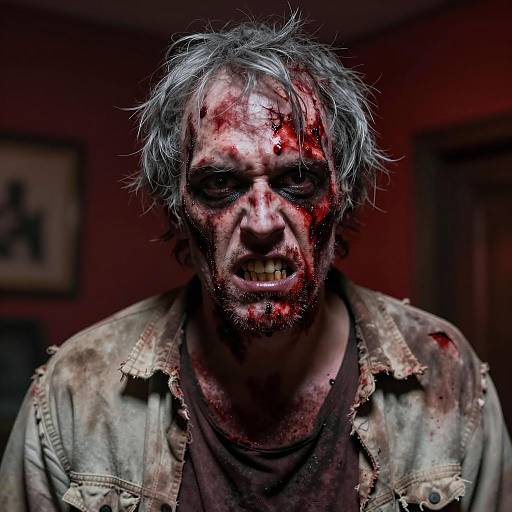 Close-Up of a Distressed Zombie Man