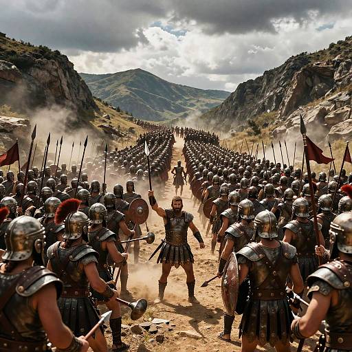 Leonidas Leading Spartans at Thermopylae